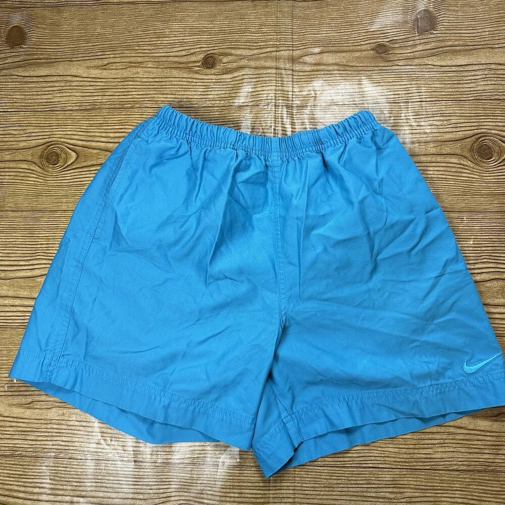 Vintage Nike Swim Shorts Mens Medium Teal Blue Made In Taiwan Athletic Shorts